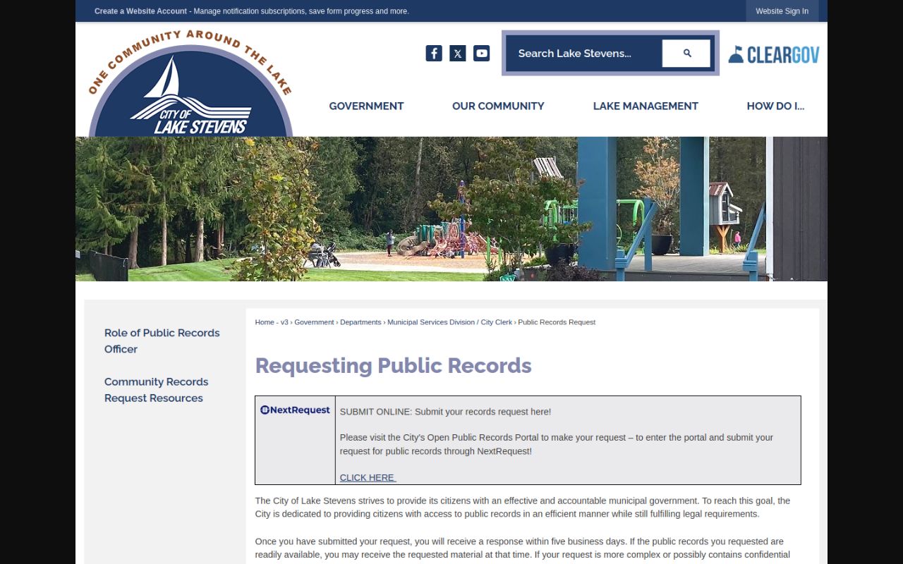 Lake Stevens Phone Directory - public records request page