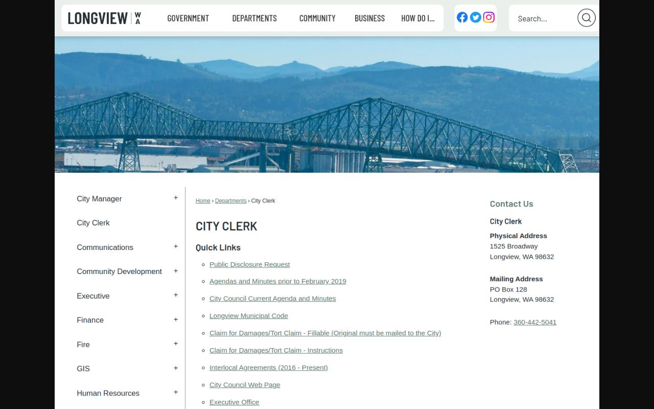 Longview Phone Directory - Longview City Clerk