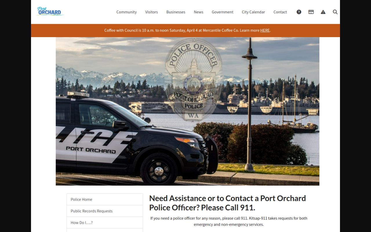 Port Orchard Phone Directory - Police Department page