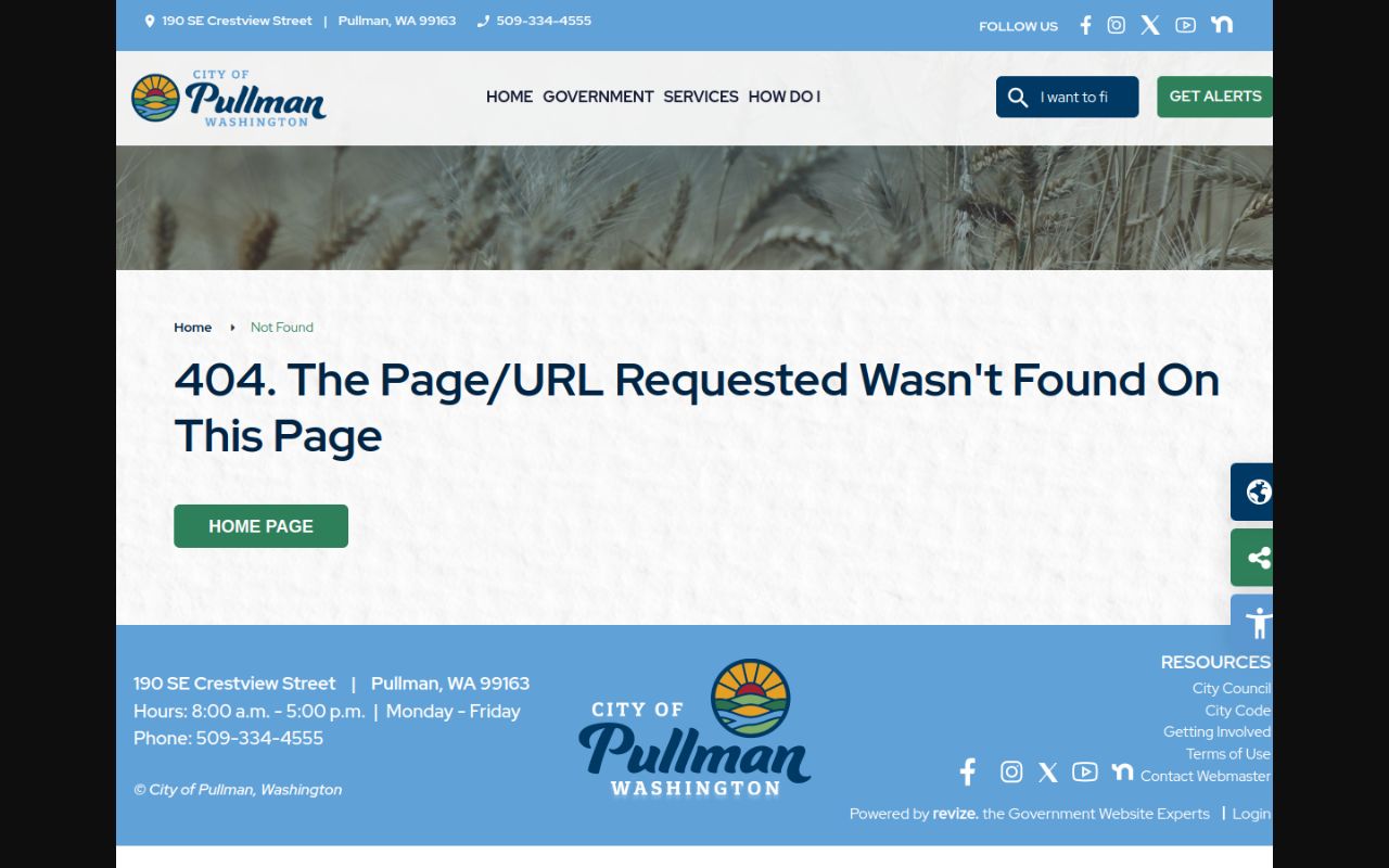 Pullman Phone Directory - City Clerk office page