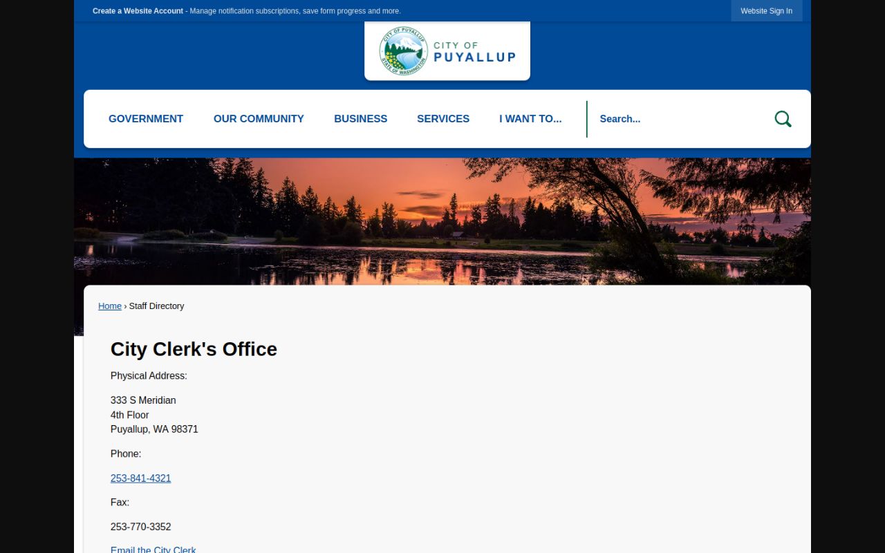 Puyallup Phone Directory - Staff Directory page