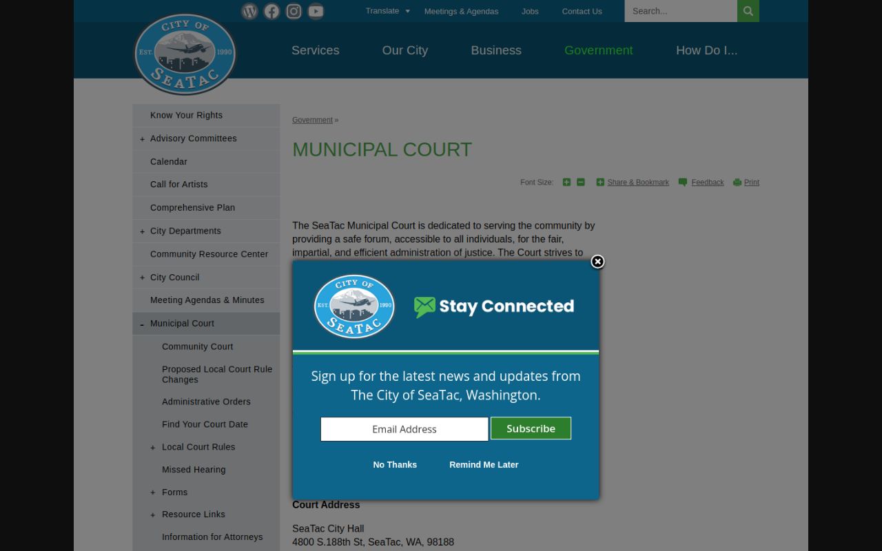 SeaTac Phone Directory - SeaTac Municipal Court