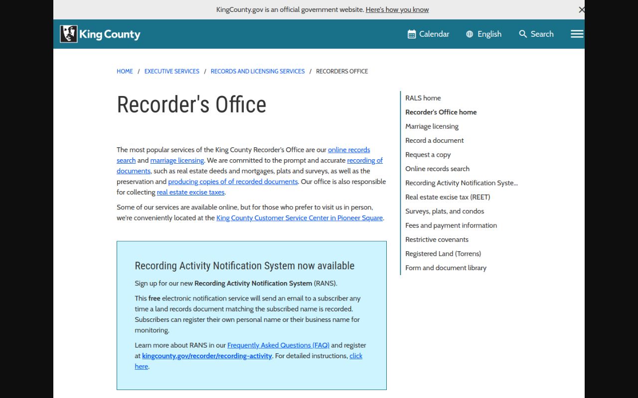 Seattle Phone Directory - King County Recorder