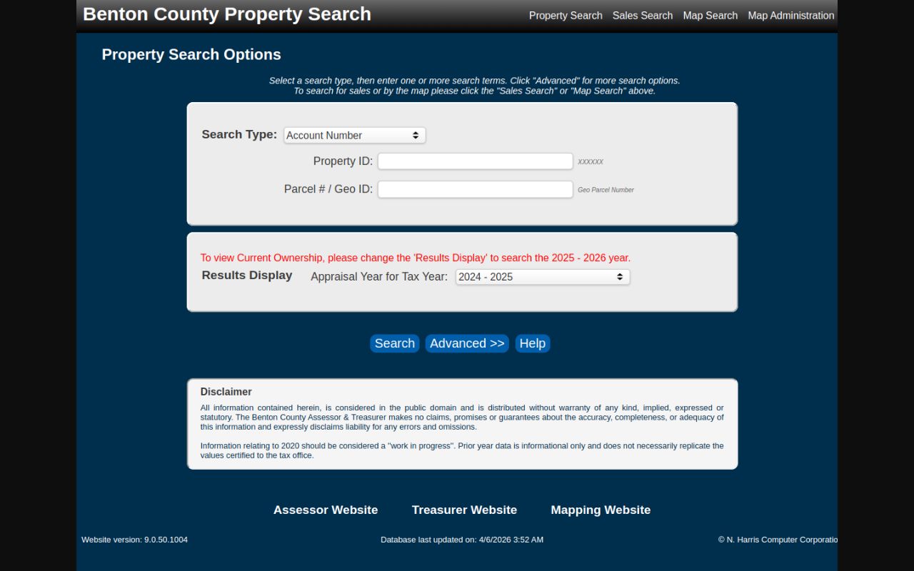 Benton County Phone Directory property search system