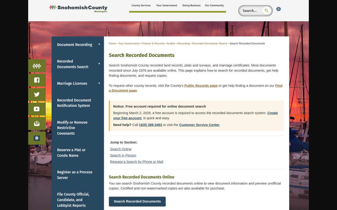 Snohomish County Phone Directory - Recorded Documents