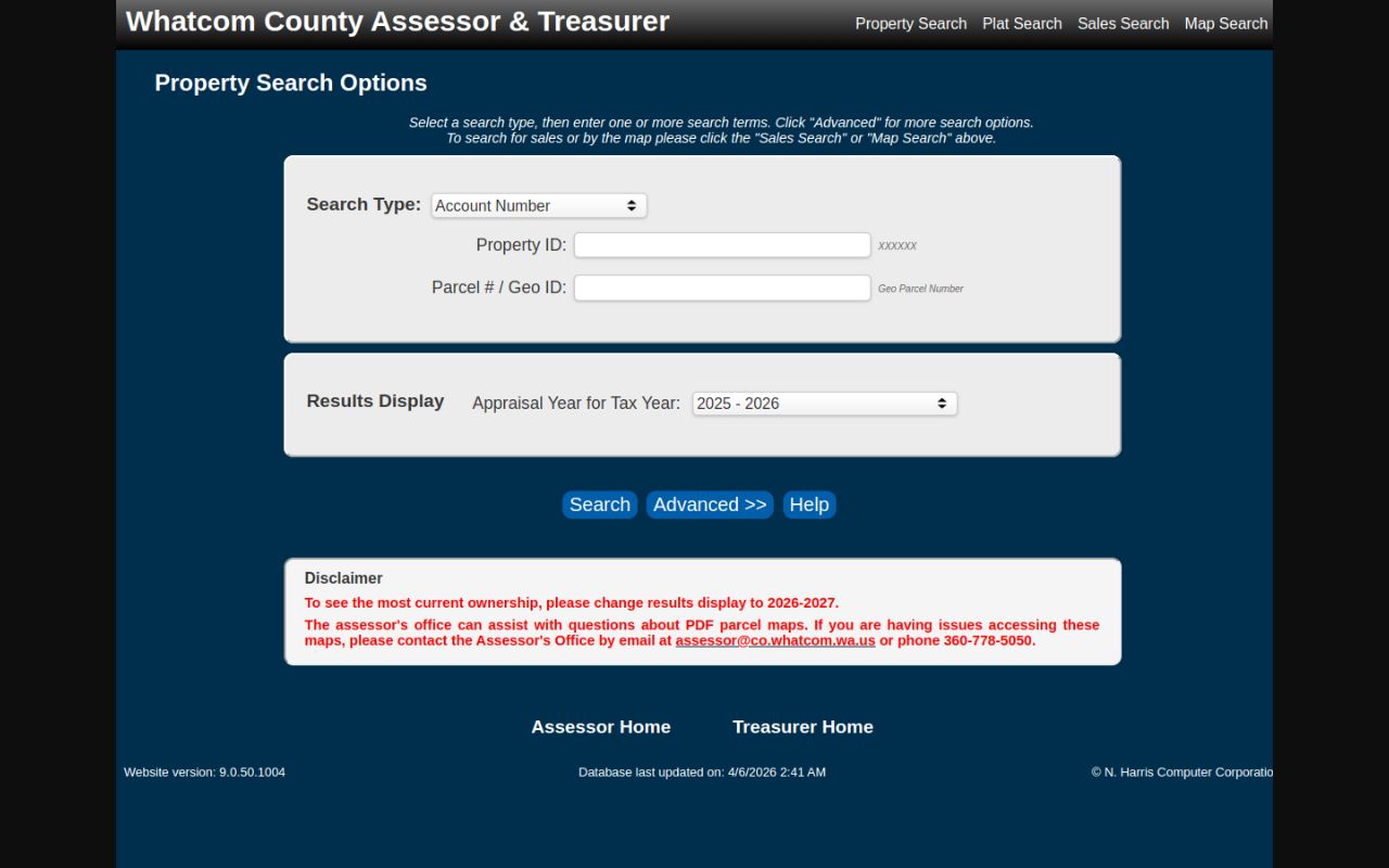 Whatcom County Phone Directory property search portal