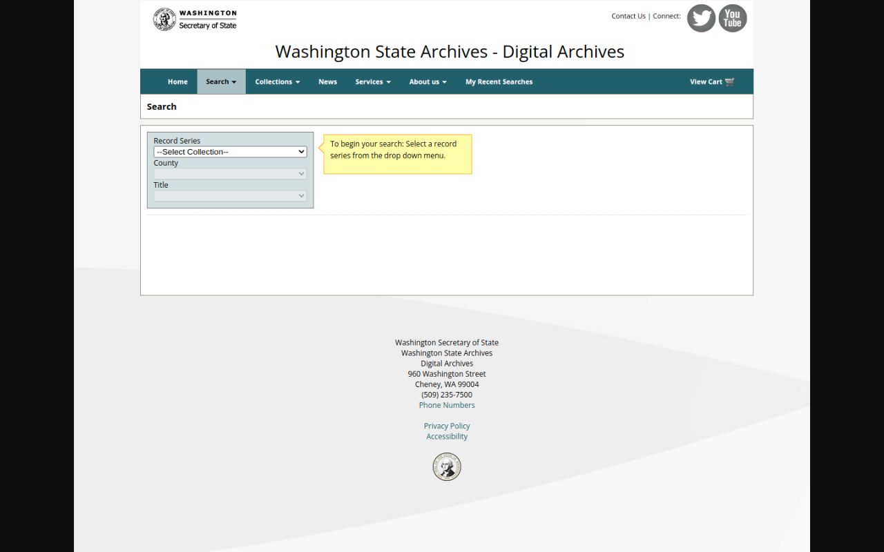Washington Phone Directory Digital Archives search form