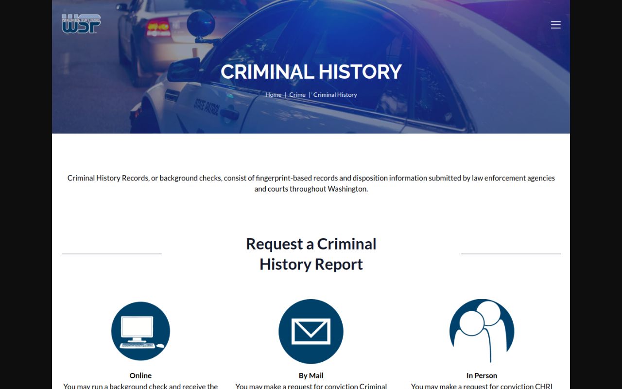 Washington Phone Directory WSP criminal history WATCH